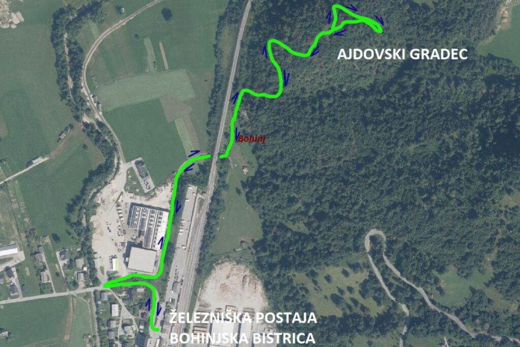 Zemljevid poti na Ajdovski gradec